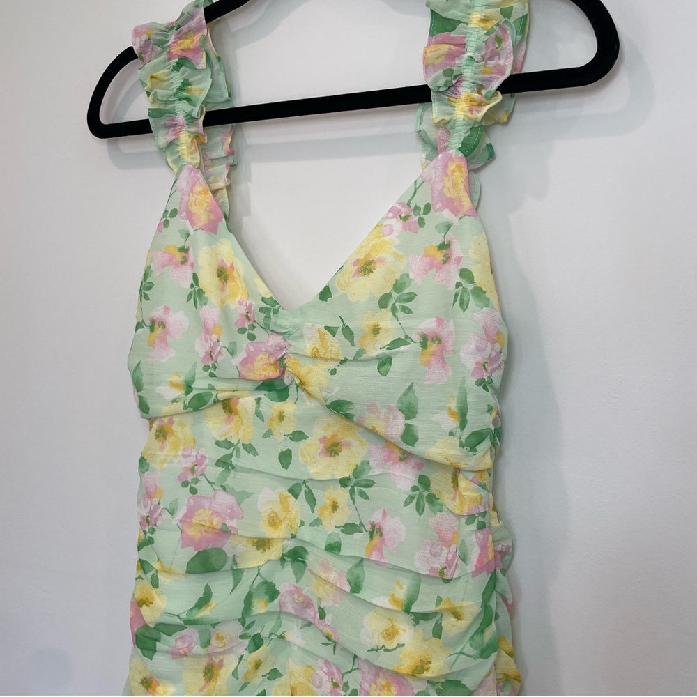 Elodie Nordstrom Spring Floral Ruched Sleeveless Mini Dress - Picture 4 of 8